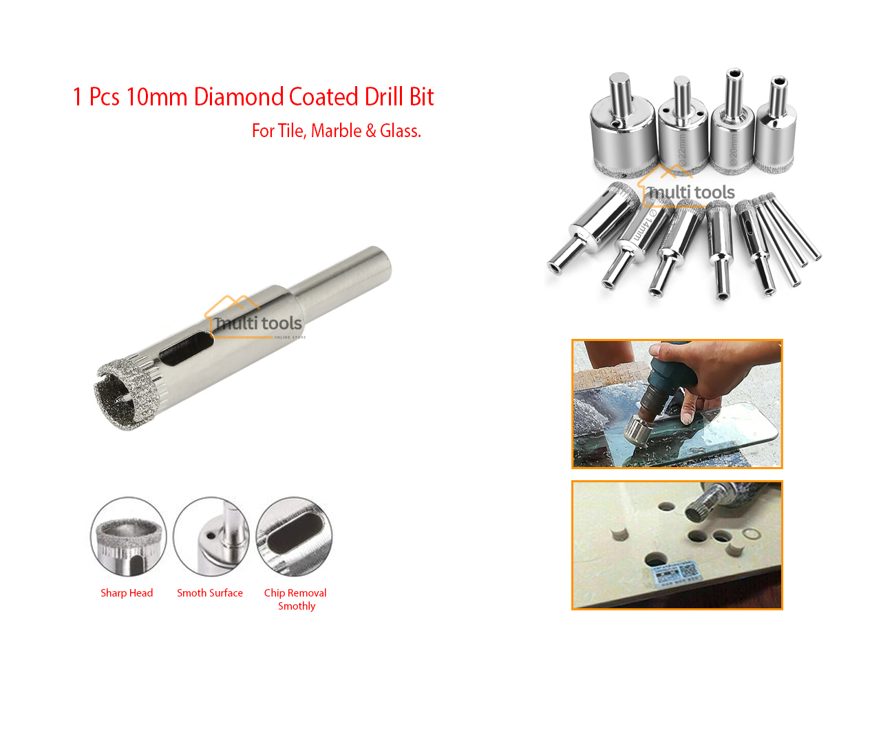 10mm Diamond Coated Drill Bit Hole Saw Cutter For Glass Tile Ceramic Marble